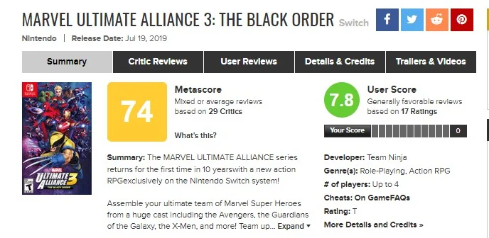 Marvel Ultimate Alliance 3: отзывы критиков, ростер и что ждёт игроков после релиза - фото 1