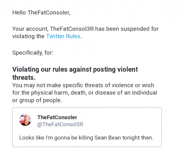 Twitter забанил игрока за намерение убить Шона Бина в HITMAN 2 - изображение 1 Twitter забанил игрока за намерение убить Шона Бина в HITMAN 2 - фото 1