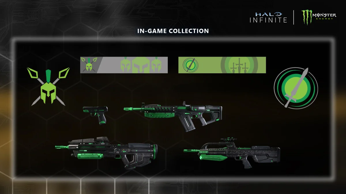 Halo Infinite объединилась с Monster Energy, показав тематические скины оружия - фото 3