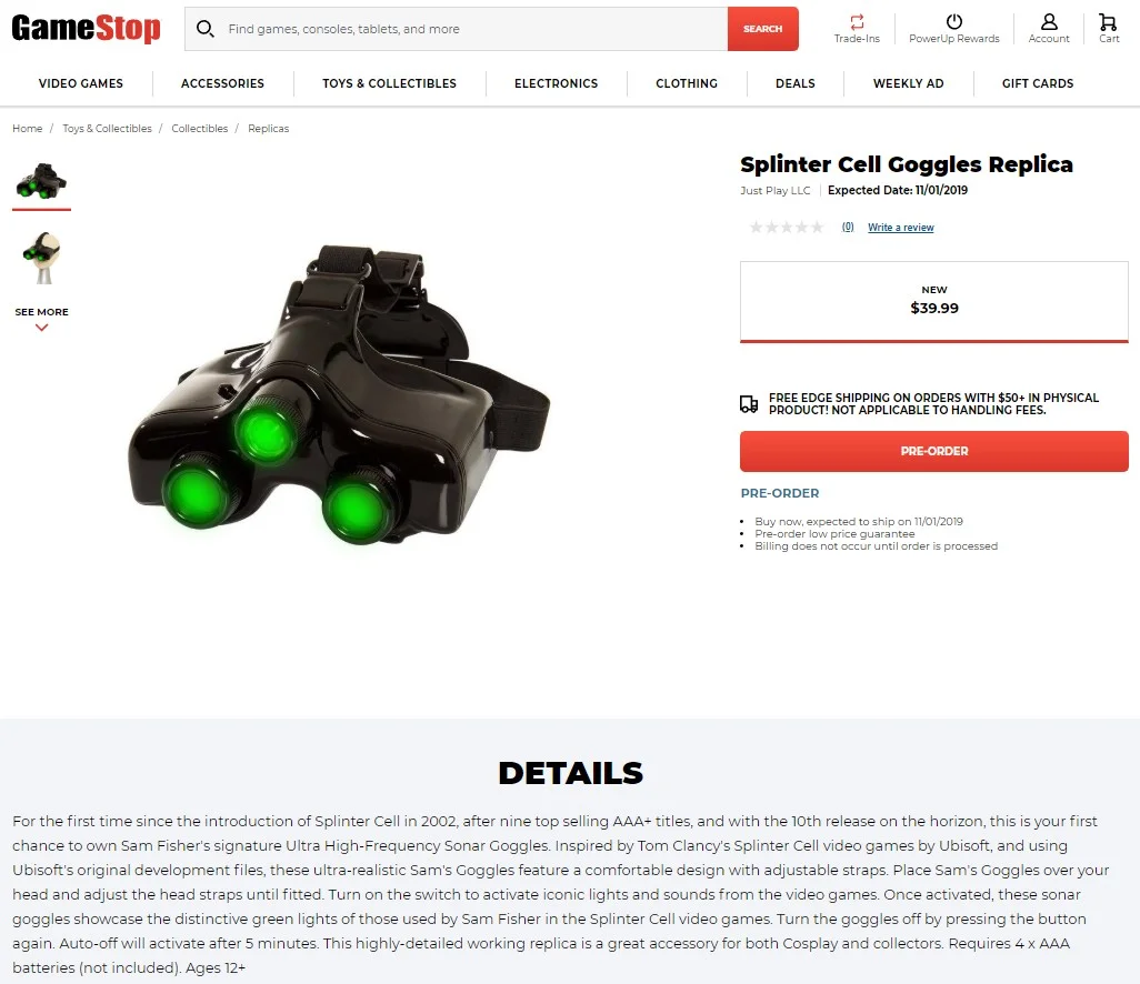 В интернет-магазине GameStop нашли упоминание новой Splinter Cell - фото 1
