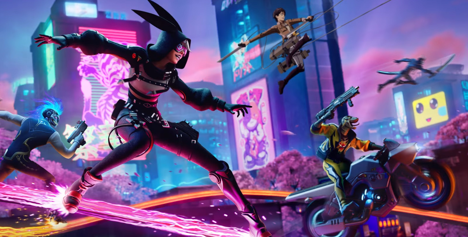 Неон, мотоциклы и «Атака Титанов» — вышел синематик нового сезона Fortnite - изображение обложка