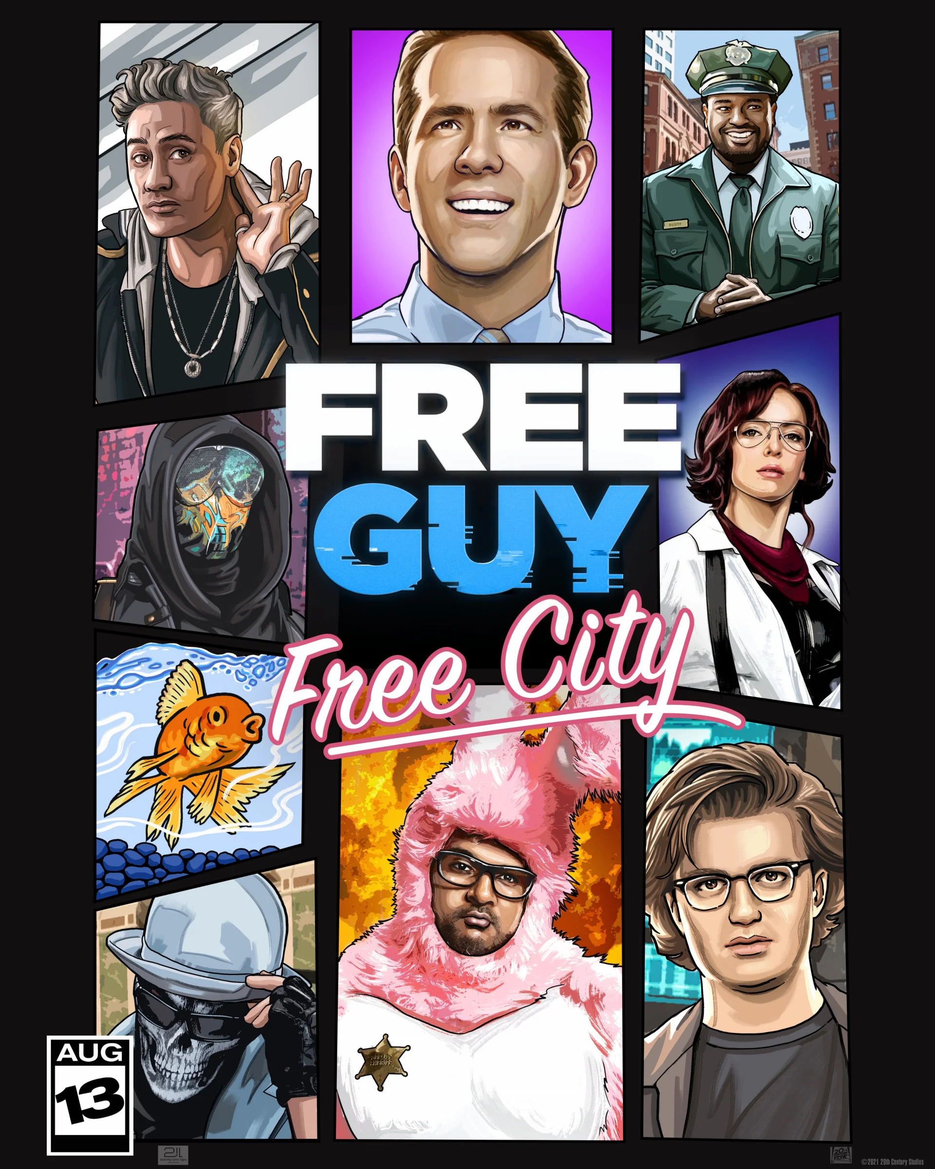 Постеры «Главного героя» отправили Райана Рейнольдса в GTA Vice City, Minecraft, DOOM - фото 1