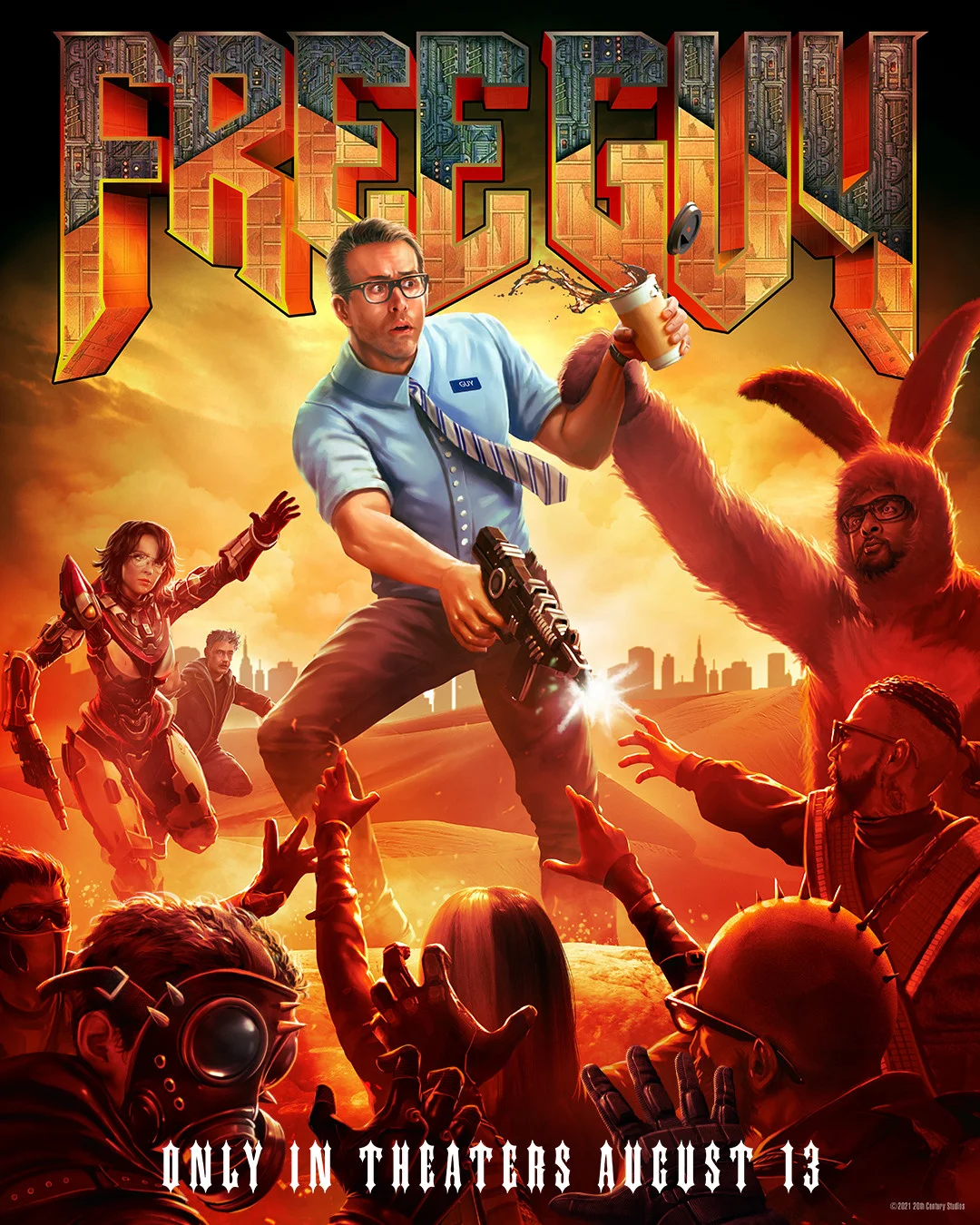 Постеры «Главного героя» отправили Райана Рейнольдса в GTA Vice City, Minecraft, DOOM - фото 3