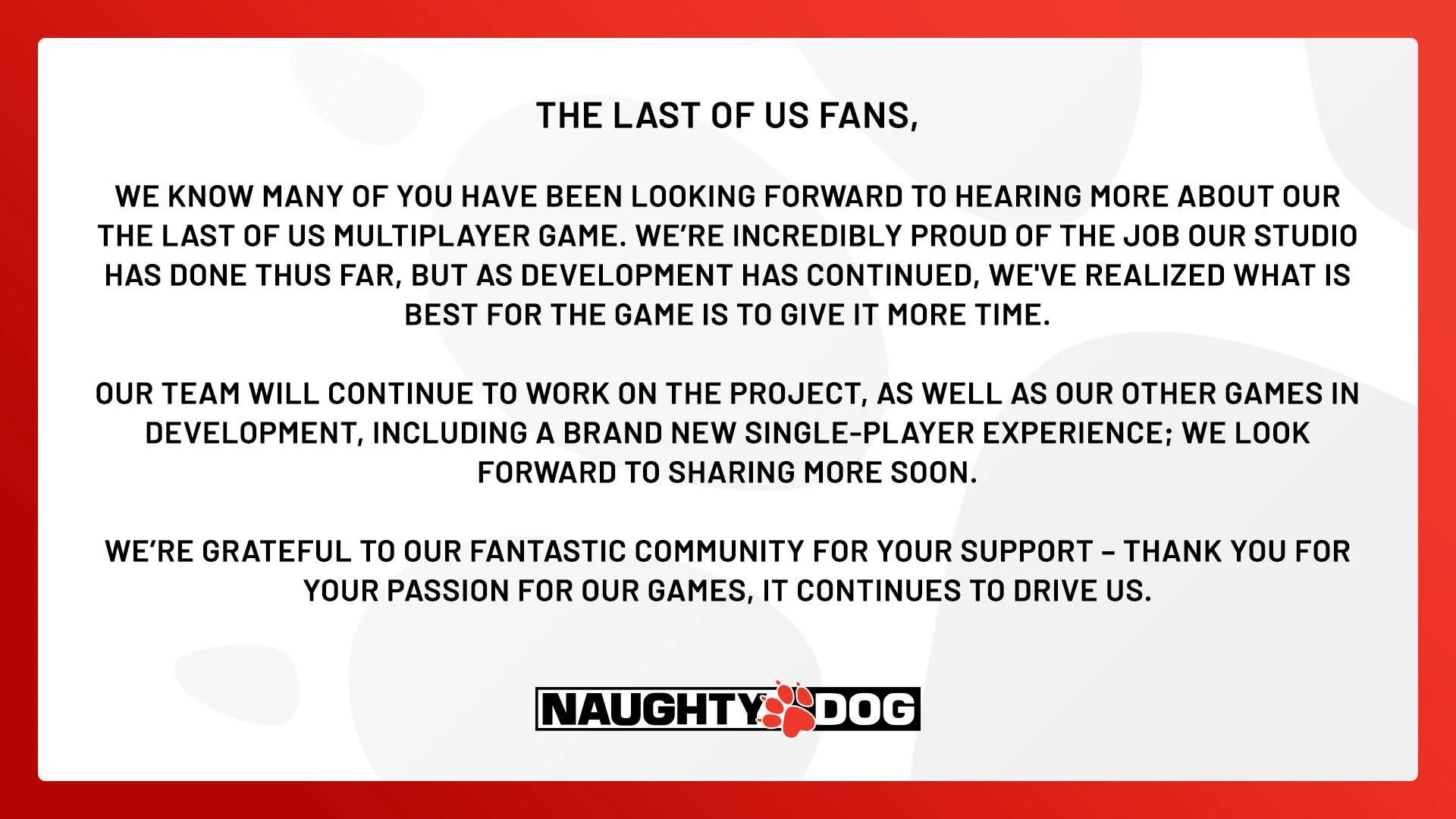 Онлайновую The Last of Us отложили, Naughty Dog готовит ещё один анонс - фото 1