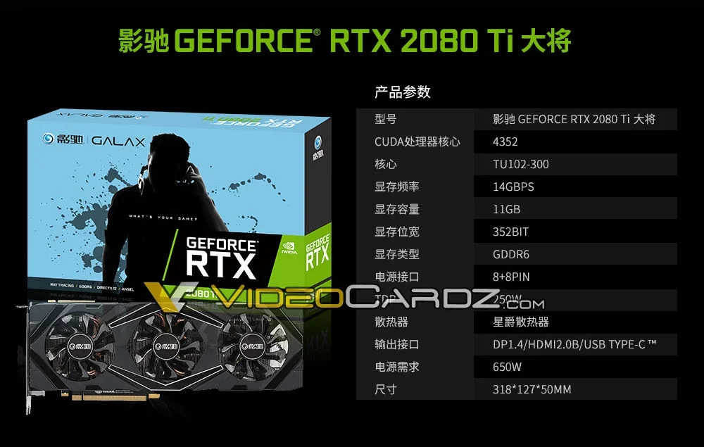 Galax подтвердила спецификации видеокарт GeForce RTX 2080 Ti и GeForce RTX 2080 - фото 2