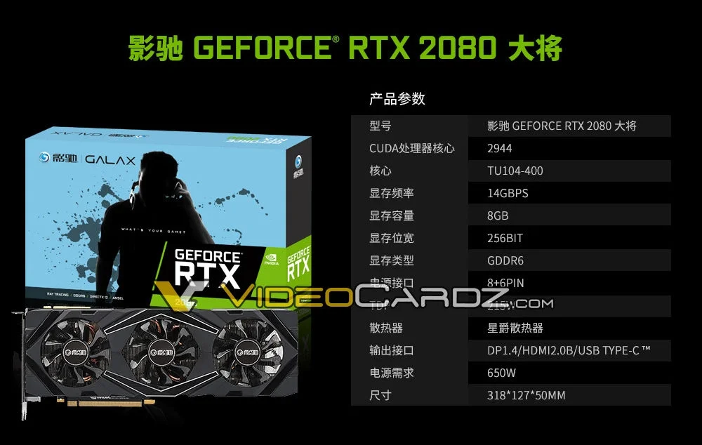 Galax подтвердила спецификации видеокарт GeForce RTX 2080 Ti и GeForce RTX 2080 - фото 1
