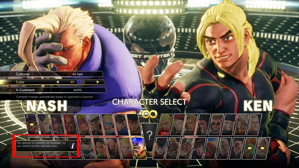 Capcom удалила из Street Fighter V спонсорскую рекламу - изображение 1 Capcom удалила из Street Fighter V спонсорскую рекламу - фото 1