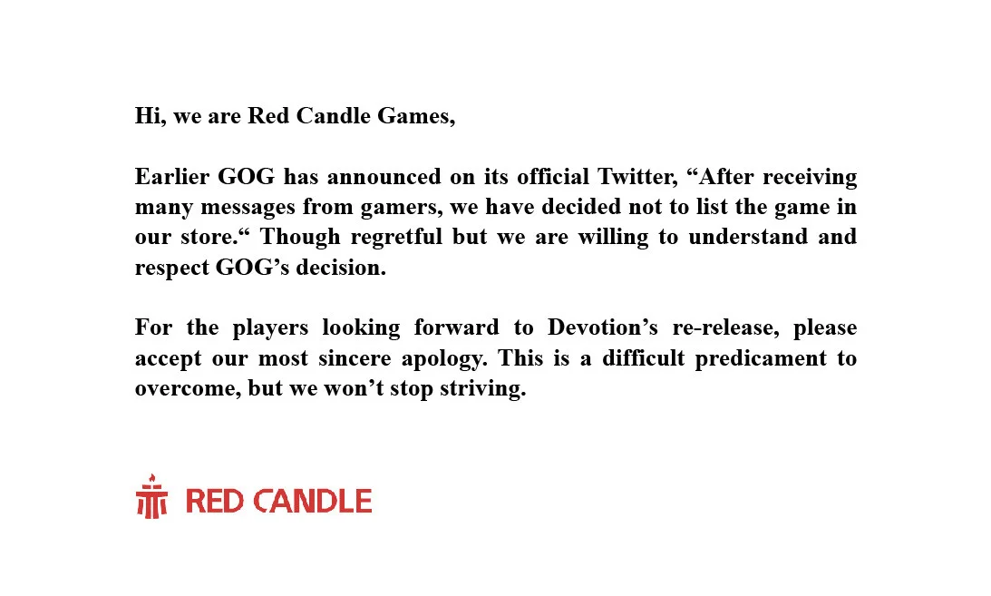 GOG.com решил не выпускать скандальную Devotion - фото 1