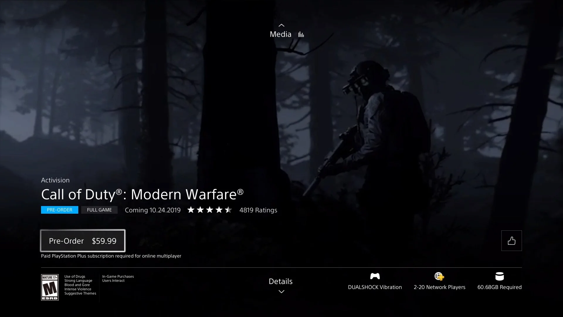 Call of Duty: Modern Warfare на PS4 весит 60,86 гигабайт - фото 1