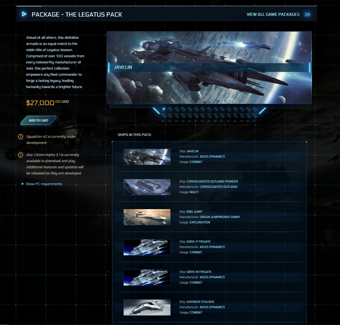 Новый набор Star Citizen можно увидеть за тысячу долларов - изображение 1 Новый набор Star Citizen можно увидеть за тысячу долларов - фото 1