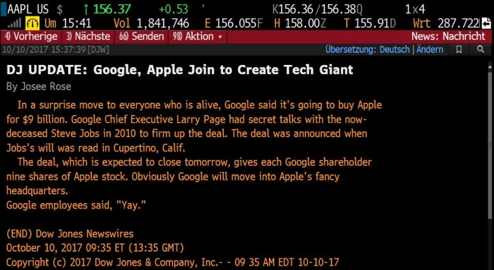 Dow Jones по ошибке сообщил о слиянии Google и Apple - фото 2